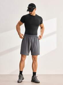 Driftmere 2pcs Men's High-Performance Casual Loose Quick-Dry Sports Shorts, With Reflective Stripes, Pockets, Waist Drawstring, Soft & Lightweight For Workout - Multicolor - View 3