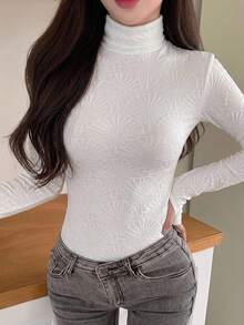 DAZY 女款純色休閒百搭日常穿著T恤 - 白色 - 查看 6