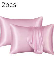 1pc Ice Silk Satin Pillowcase – Soft Breathable Cool Touch Envelope Closure Pillow Cover, Machine Washable, Gift - Multicolor - View 22