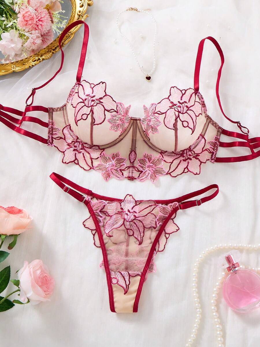 SHEIN 2件組女款裸色性感內衣套裝 - 彩色 - 查看 1