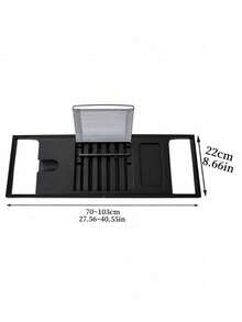 1pc Expandable Bathtub Tray, Adjustable Bathtub Caddy, Non-Slip Storage Rack, Home Bathtub Stand, Can Hold Phone, Laptop, Bath Accessories, Bathroom Organizer - Black - View 8