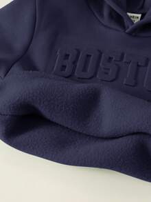 Bubblio Baby Boy Letter Embossed Hoodie & Sweatpants Set - Navy Blue - View 5