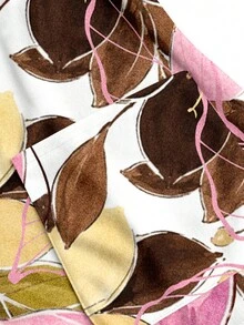 PopScrub Fun Floral & Leaf Print Colorblock Casual Minimalist Scrub Top - Multicolor - View 5
