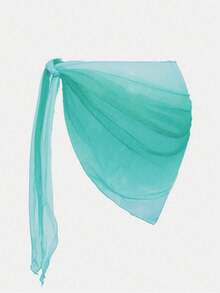 Swim Mod Summer Beach Solid Knot Side Cover Up Skirt - Baby Blue - View 3