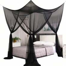 1pc Mosquito Net, 4-Corner Bed Canopy, Suitable For Queen/King Size Bed, Polyester Fabric - Four-door Mosquito Net - View 9
