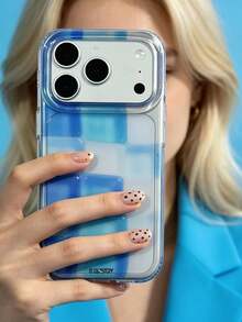 ShellaStory Simple Gradient Ice Blue Square Phone Case Compatible With IPhone 17 Pro Max 17 Pro 17 Pro 16 14 13 15 Pro Max 14 15 13 16 17 Minimalist Transparent Protective Cover - Blue - View 2