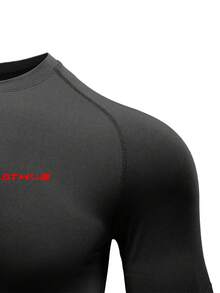 Acti Log Men's Letter Print Casual Versatile Daily Wear Sports T-Shirt - Black - View 6