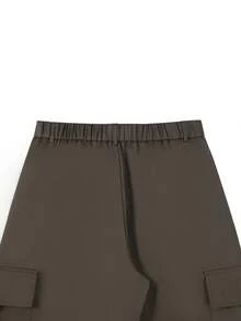 Manfinity Homme 男士黑色長褲，多口袋工裝褲，寬鬆休閒百搭時尚長褲 - 咖啡棕 - 查看 6