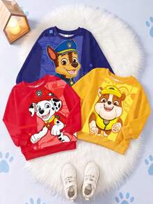 SHEIN | PAW Patrol GraphicGems 小男孩 Achi Maomao Xiaoli 3件組卡通圓領衛衣套裝，兒童春秋長袖多件套服裝 - 彩色 - 查看 7