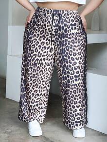 CHERRY TINTT SELECTION Plus Size Casual Leopard Print Wide Leg Pants Fall Cloth For Women CASUAL Vacation - Multicolor - View 3