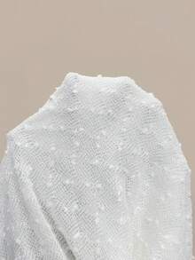 SHEIN PETITE 白色優雅夏季派對長洋裝，細肩帶V領修身紋理緊身洋裝，適合女性，情人節與婚禮波希米亞風服飾，小個子女性適用 - 白色 - 查看 8