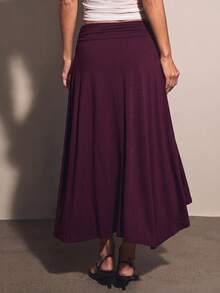 COSMINA Women's Solid Color Pleated Casual Versatile Daily Wear Skirt - Purple - View 2