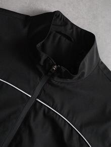 PAVTROS Chaqueta casual reflectante con cremallera y manga larga para hombre - Negro - Ver 4