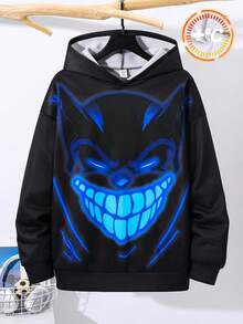 SHEIN 青少年男孩秋季衛衣，冬季街頭風畢業返校遊戲機字母 Y2K 連帽衫 - 彩色 - 查看 6