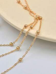 2Pcs Pearl Chain Finger Bracelet And Anklet Set - Y2K Korean Style Dance Stage Performance Jewelry, Layered Stackable Rings For Women, Boho Beach Holiday Gift - Multicolor - View 2