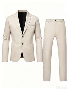 Manfinity Mode Conjunto de Chaqueta & Pantalones de Moda Versátil para el Trabajo para Hombres - Albaricoque - Ver 3