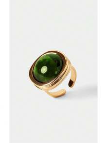 Noxbound 18k Green Resin Niche Personalized Ring - Gold-Green Square Ring - View 7