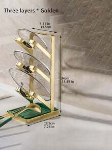 Luxury Pot Lid Holder With Drip Tray, Countertop Wall Mount Multi Layer Spatula Cookware Storage Rack - View 5