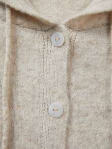 SHEIN Women Drawstring Hooded Knit Cardigan, Autumn Button Front Casual Sweater - Apricot - View 6