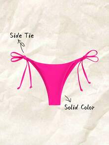 Elavelle Summer Beach Tie Side Bikini Thong - Hot Pink - View 2