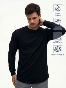 TekDrob Keep Warm Crew Neck T-Shirt With Longsleeve - Black - View 3