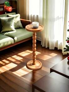 1PC Modern Round Wooden Side Table, End Table, Coffee Table, Nightstand, Multifunctional Base For Living Room, Sofa, Bedroom, Decoration, Furniture - Multicolor - View 18