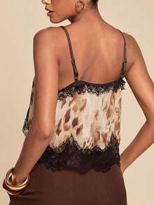 Travachic Women's Sexy Street Leopard Print Lace Patchwork Camisole - Multicolor - View 4
