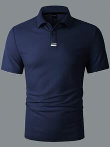 Manfinity Homme 男士休閒百搭純色短袖 Polo 衫 - 寶藍色 - 查看 6