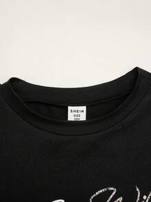 SHEIN 少女秋季長版T恤豹紋長褲甜美休閒日常穿搭 - 彩色 - 查看 6