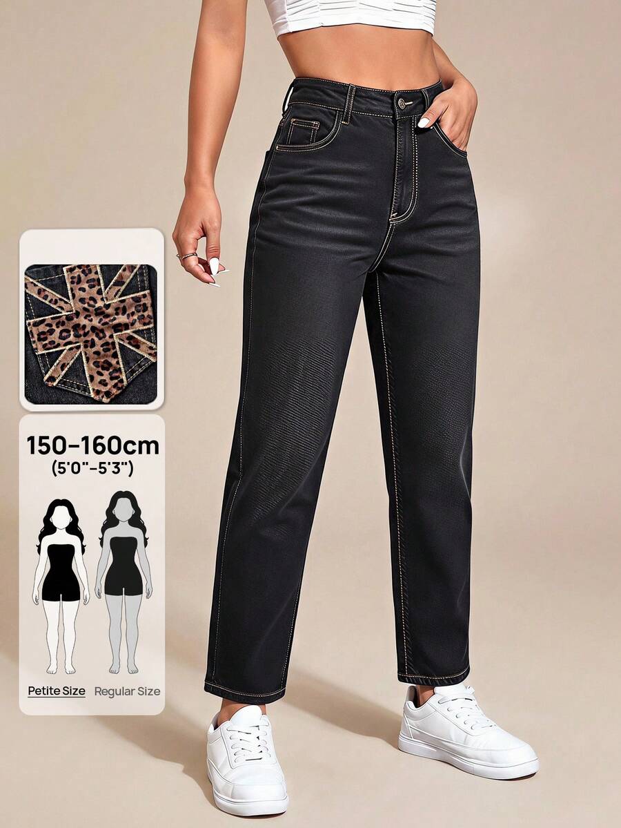 Selenza Petite Women's Fashion Versatile Button Pocket Denim Jeans For Daily Wear - Black - View 1