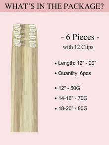 6 PCS Ekstensi Rambut Manusia Remy Tanpa Sambungan 12-20 Inci, Rambut Sambungan Jepit Dua Lapis untuk Wanita, Menambah Volume dan Panjang, Tampilan Alami - S18/613 - View 4
