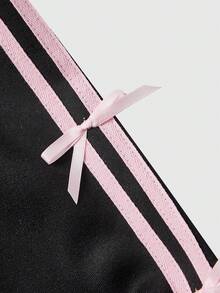 Sweetness Black Sweet Waist-Cinching Bowknot Decor Women's Sweatshirt - Black - View 5