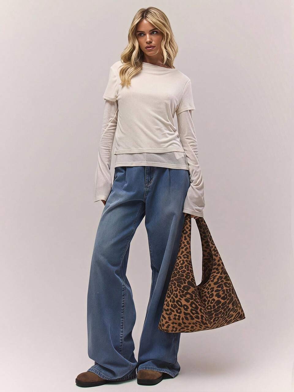 Women's Fashionable Simple Large Capacity Lightweight Leopard Print Pattern Printed Suede Shoulder Bag Tote Bag, Daily Shopping Commute To School