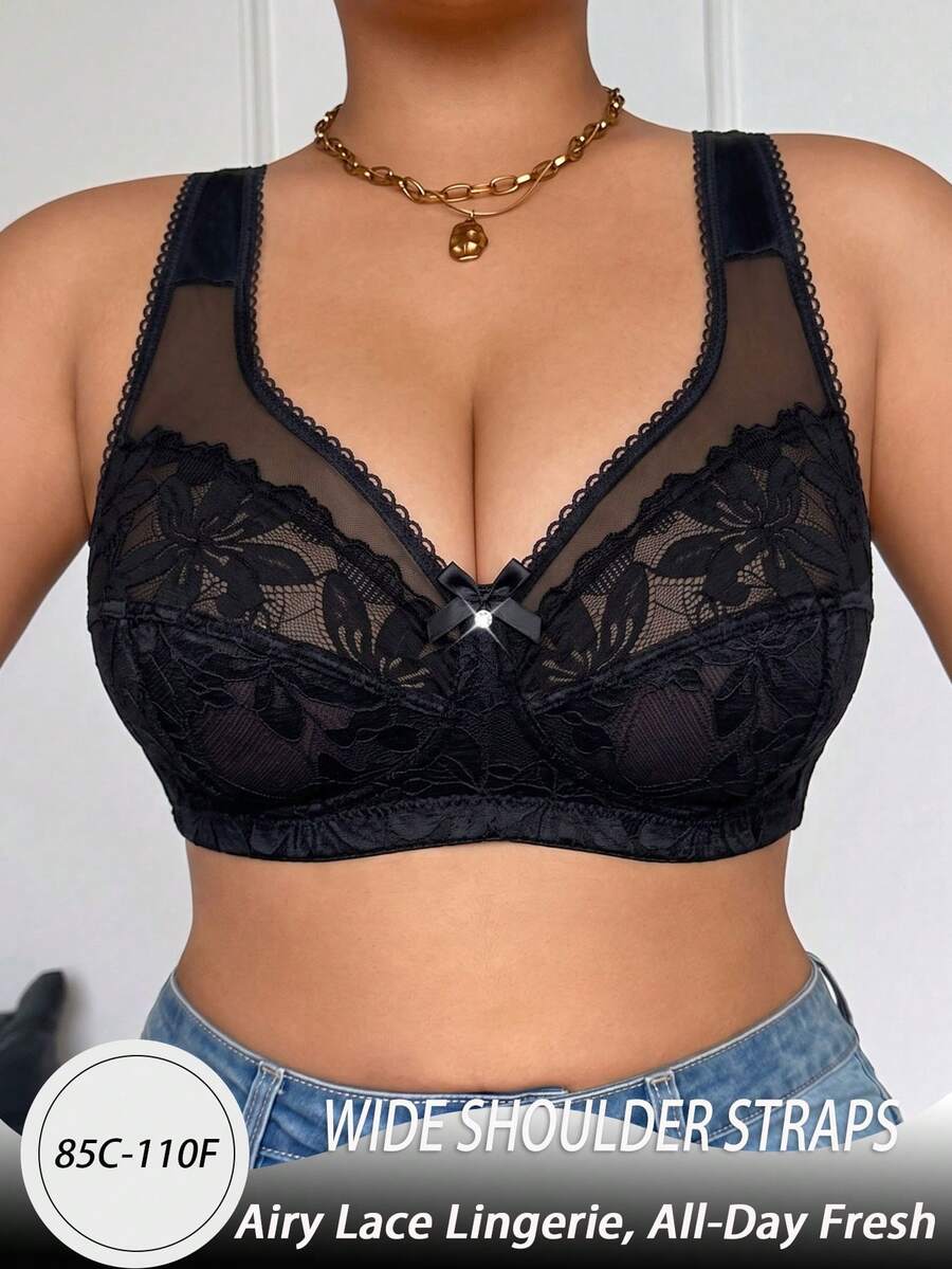 DesireSculpt Plus Size Wireless Bra, 1pc - Black - View 1