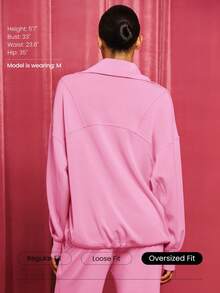 GLOWMODE Chaqueta con cremallera, cuello ancho, cordón ajustable y tela suave y transpirable de modal para días relajados, uso diario y casual en otoño e invierno - Rosa - Ver 2
