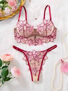 SHEIN 2件組女款裸色性感內衣套裝 - 彩色 - 查看 3