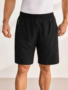 Celana Pendek Pria Zip Plain Casual - Hitam - View 4