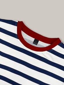 Resyla Plus Size Women's Striped Colorblock Casual Versatile Daily Wear Top - Multicolor - View 3