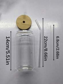 4个/套，500毫升玻璃吸管杯，配竹盖、吸管和吸管刷，适用于冰咖啡、奶茶、汽水、果汁、茶等饮品。是节日礼物、情人节礼物的理想之选。 - 透明 - 查看 4