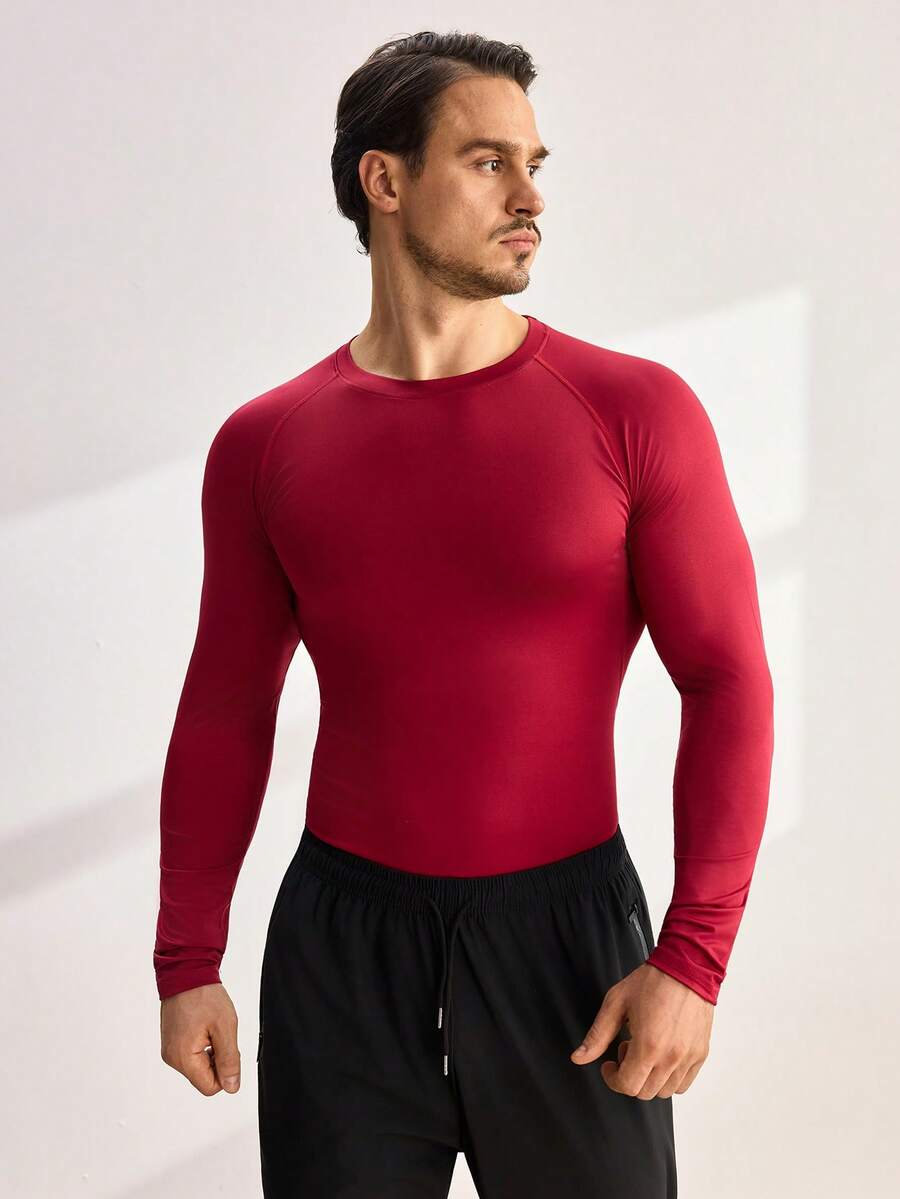 Driftmere 5pcs/Set Boyfriend Style Men's Moisture-Wicking Breathable Long Sleeve T-Shirts, Compression Base Layer For Fitness, Running, Basketball, Football Training Spring Sports - Multicolor - View 1