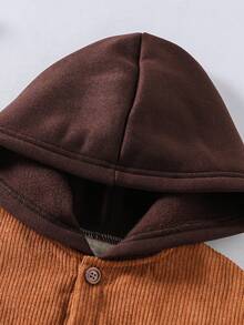 SHEIN Genkimix Kids Boys' Plaid Pattern Hooded Shacket, Spring/Autumn - Brown - View 7