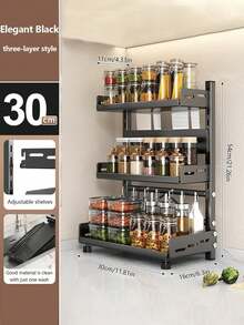 Suitable For Kitchen Countertops In Homes And Restaurants, This Three-Tiered Spice Rack Can Hold Jars, Condiments, Sauces And Knives. It Has Various Functions, Large Capacity, Detachable And Washable. - Multicolor - View 3