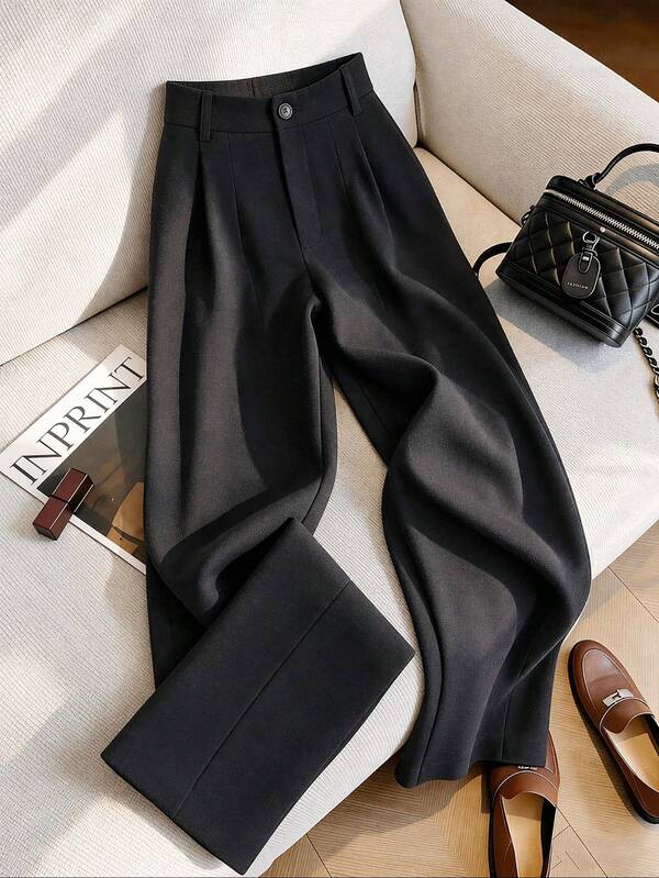 Wovencharm Wovencharm Women's Solid Color Wide Leg Pants, Fashionable For Summer Women's Bottoms Women Summer Clothing Women's Summer Clothes Women Jeans Plus Size Women Summer Sets ,Petite Women