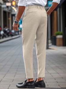 Calvornis Men's Plus Size Button Pocket Casual Business Suit Pants, Formal, Old Money - Apricot - View 2