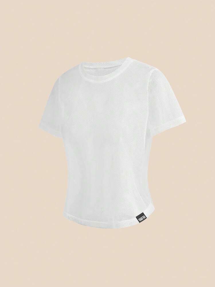 SHEIN Cheerettes Women's Solid Color Crew Neck Casual Versatile Daily Wear Sports T-Shirt - Multicolor - View 9