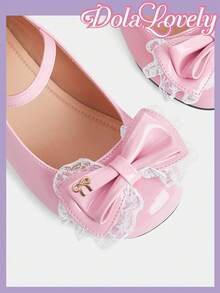 Dola Lovely Scarpe da donna, rosa, Mary Jane, con fiocco e decorazioni in pizzo, scarpe Lolita stile dolce giapponese JK, con tacco spesso e alto. - Rosa Baby - Visualizzare 5