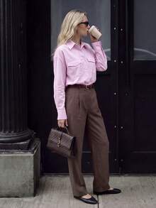 Airaco Casual Commute Striped Long Sleeve Shirt - Pink - View 4
