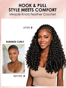 Boho Braids Deep Curly And Body Curly Two Styles Remy 100% Human Hair Pre-Separated Crochet Hair Extensions Feather Hair Bone Natural Black - SNatural - View 8