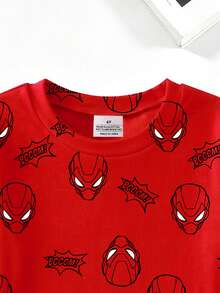 SHEIN 6pcs/Set Pakaian Rumah Anak Laki-Laki dan Remaja, Atasan Rajut Lengan Panjang dan Celana Panjang Motif Konsol Game & Astronot - MultiWarna - View 5