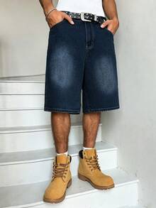 Manfinity Hypemode American Hip-Hop Style Bag-In-Bag Design Unisex Denim Shorts - Blue - View 7